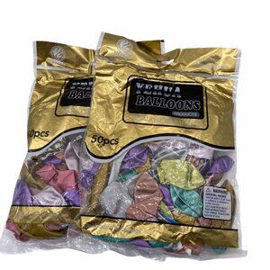 Yehua Balloons Metal Chrome‎ 50 Pcs 2 Packs Natural Rubber Latex Durable Party